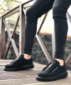 Shoecide Sb0310 Boa Kalın Yüksek Taban Fermuarlı Siyah Siyah Erkek Ayakkabı