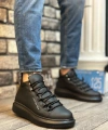 Shoecide Sb0312 Bağcıklı Yüksek Siyah Taban Erkek Tarz Spor Bot