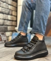 Shoecide Sb0312 Bağcıklı Yüksek Siyah Taban Erkek Tarz Spor Bot
