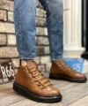 Shoecide Sb0312 Bağcıklı Yüksek Taba Siyah Taban Erkek Tarz Spor Bot