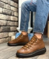 Shoecide Sb0312 Bağcıklı Yüksek Taba Siyah Taban Erkek Tarz Spor Bot