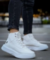 Shoecide Sb0318 Bağcıklı Erkek Yüksek Taban Beyaz Spor Bot