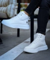 Shoecide Sb0318 Bağcıklı Erkek Yüksek Taban Beyaz Spor Bot