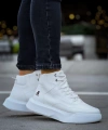 Shoecide Sb0318 Bağcıklı Erkek Yüksek Taban Beyaz Spor Bot