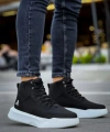 Shoecide Sb0318 Bağcıklı Erkek Yüksek Taban Beyaz Taban Spor Bot