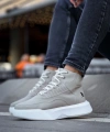 Shoecide Sb0318 Bağcıklı Erkek Yüksek Taban Gri Taban Spor Bot