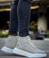 Shoecide Sb0318 Bağcıklı Erkek Yüksek Taban Gri Taban Spor Bot