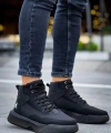 Shoecide Sb0318 Bağcıklı Erkek Yüksek Taban Siyah Taban Spor Bot