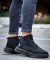 Shoecide Sb0318 Bağcıklı Erkek Yüksek Taban Siyah Taban Spor Bot