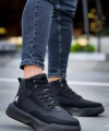 Shoecide Sb0318 Bağcıklı Erkek Yüksek Taban Siyah Taban Spor Bot