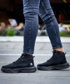 Shoecide Sb0318 Bağcıklı Erkek Yüksek Taban Siyah Taban Spor Bot