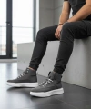 Shoecide Sb0321 Gizli Bağcıklı Erkek Füme Beyaz Taban Spor Bot
