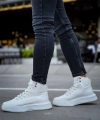 Shoecide Sb0321 Gizli Bağcıklı Erkek Yüksek Taban Beyaz Spor Bot