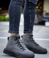 Shoecide Sb0321 Gizli Bağcıklı Erkek Yüksek Taban Füme Spor Bot