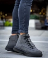 Shoecide Sb0321 Gizli Bağcıklı Erkek Yüksek Taban Füme Spor Bot