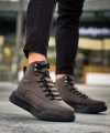 Shoecide Sb0321 Gizli Bağcıklı Erkek Yüksek Taban Kahverengi Spor Bot