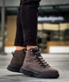 Shoecide Sb0321 Gizli Bağcıklı Erkek Yüksek Taban Kahverengi Spor Bot