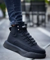 Shoecide Sb0321 Gizli Bağcıklı Erkek Yüksek Taban Siyah Spor Bot