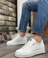 Shoecide Sb0323 Boa Kalın Tırtık Yüksek Taban Beyaz Bağcıklı Spor Erkek Ayakkabı