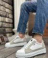 Shoecide Sb0323 Boa Kalın Tırtık Yüksek Taban Beyaz Gri Bağcıklı Spor Erkek Ayakkabı