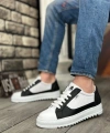 Shoecide Sb0323 Boa Kalın Tırtık Yüksek Taban Beyaz Siyah Bağcıklı Spor Erkek Ayakkabı