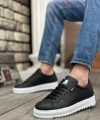 Shoecide Sb0323 Boa Kalın Tırtık Yüksek Taban Siyah Bağcıklı Spor Erkek Ayakkabı