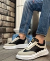 Shoecide Sb0327 Boa Kalın Yüksek Taban Gri Siyah Bağcıklı Spor Erkek Ayakkabı