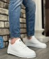 Shoecide Sb0328 Boa Kalın Yüksek Taban Smile Desenli Beyaz Spor Erkek Ayakkabı