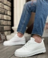 Shoecide Sb0328 Boa Kalın Yüksek Taban Smile Desenli Beyaz Spor Erkek Ayakkabı