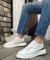 Shoecide Sb0329 3 Bant Beyaz Gümüş Detaylı Kalın Taban Casual Erkek Ayakkabı