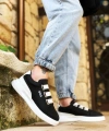 Shoecide Sb0329 3 Bant Siyah Beyaz Detaylı Kalın Taban Casual Erkek Ayakkabı