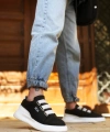 Shoecide Sb0329 3 Bant Siyah Beyaz Detaylı Kalın Taban Casual Erkek Ayakkabı