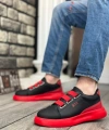 Shoecide Sb0329 3 Bant Siyah Kırmızı Kalın Taban Casual Erkek Ayakkabı