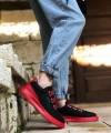 Shoecide Sb0329 3 Bant Siyah Kırmızı Kalın Taban Casual Erkek Ayakkabı