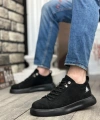 Shoecide Sb0331 Bağcıklı Erkek Yüksek Taban Siyah Süet Siyah Taban Spor Ayakkabı
