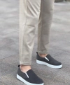 Shoecide Sb0339 Bağcıksız Kadife Gri Beyaz Taban Günlük Erkek Ayakkabı