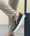 Shoecide Sb0339 Bağcıksız Kadife Gri Beyaz Taban Günlük Erkek Ayakkabı