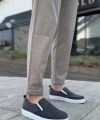 Shoecide Sb0339 Bağcıksız Kadife Gri Beyaz Taban Günlük Erkek Ayakkabı