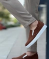 Shoecide Sb0339 Bağcıksız Kadife Kahverengi Beyaz Taban Günlük Erkek Ayakkabı