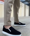 Shoecide Sb0339 Bağcıksız Kadife Siyah Beyaz Taban Günlük Erkek Ayakkabı