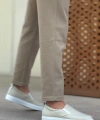 Shoecide Sb0339 Bağcıksız Keten Krem Beyaz Taban Günlük Erkek Ayakkabı