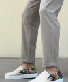 Shoecide Sb0339 Bağcıksız Keten Krem Renkli Desenli Beyaz Taban Günlük Erkek Ayakkabı