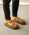 Shoecide Sb0343 Erkek Bodrum İp Halat Sarı Günlük Sandalet