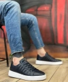 Shoecide Sb0348 İçi Dışı Hakiki Deri Bağcıklı Lacivert Casual Erkek Ayakkabı