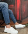 Shoecide Sb0353 Bağcıksız Kapitone Beyaz Günlük Erkek Ayakkabı