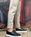 Shoecide Sb0353 Bağcıksız Kapitone Siyah Beyaz Taban Günlük Erkek Ayakkabı