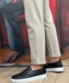 Shoecide Sb0353 Bağcıksız Kapitone Siyah Beyaz Taban Günlük Erkek Ayakkabı