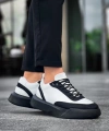 Shoecide Sb0354 Günlük  Bağcıklı Erkek  Beyaz Parçalı Siyah  Yüksek Taban Spor Ayakkabı