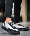 Shoecide Sb0354 Günlük  Bağcıklı Erkek  Beyaz Parçalı Siyah  Yüksek Taban Spor Ayakkabı