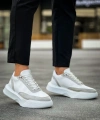 Shoecide Sb0354 Günlük Bağcıklı Erkek Gri Parçalı Beyaz  Yüksek Taban Spor Ayakkabı